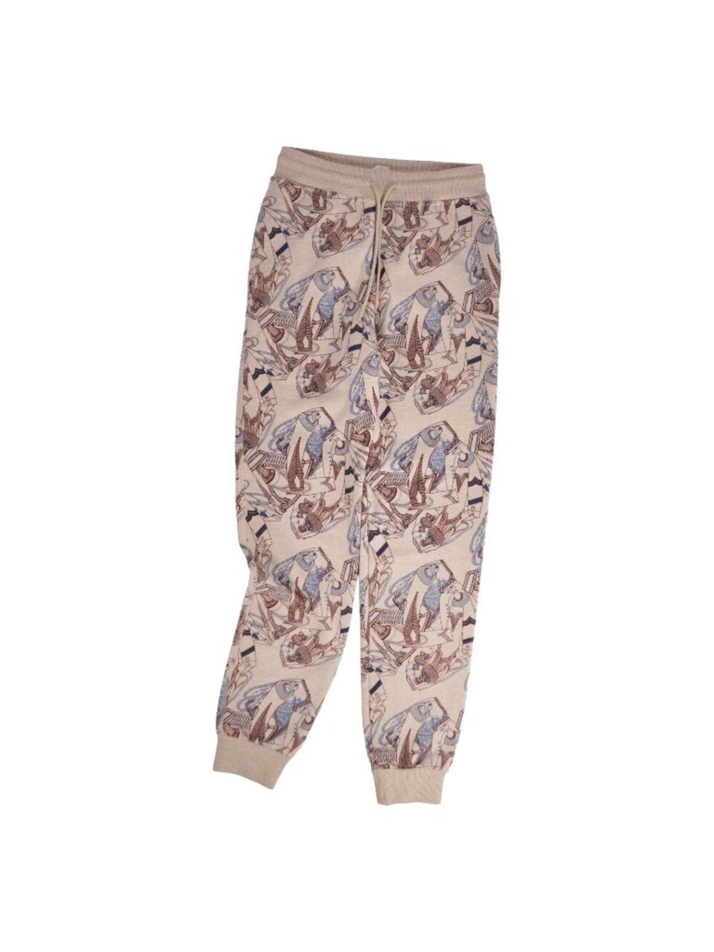 Hermes Pants Long Easy Sweatshirt All Over Print Cotton Camel Hair Multicolor 34